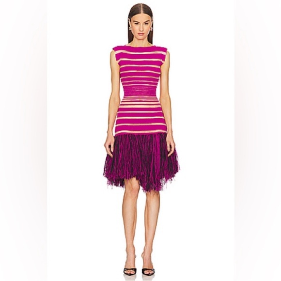 George Trochopoulos Dresses & Skirts - NWT George Trochopoulos Fuschia Fringe Dress - Size Small